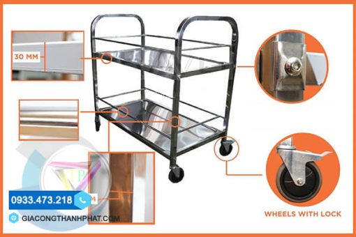 Cấu tạo xe đẩy inox 2 tầng
