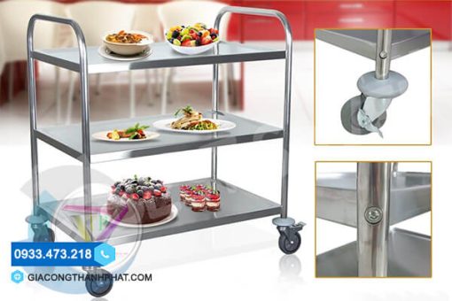 Giá xe đẩy inox 3 tầng