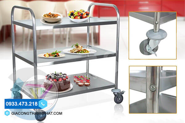 Giá xe đẩy inox 3 tầng