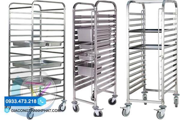 Giá xe đẩy khay cơm inox