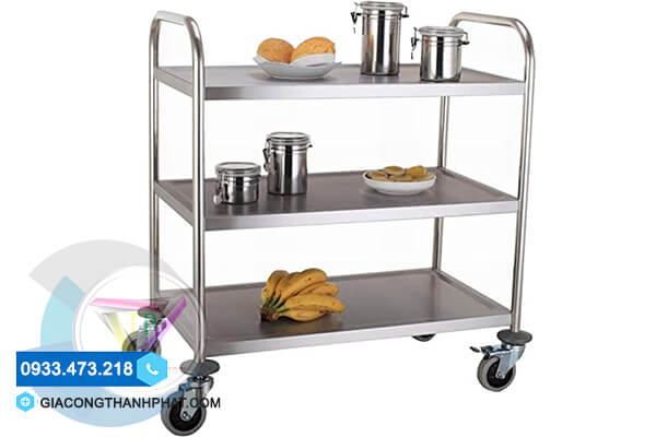 Xe đẩy 3 tầng inox