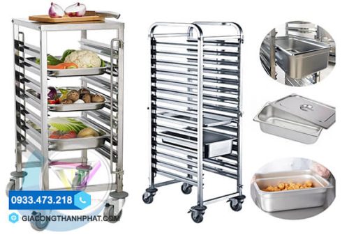 Xe đẩy cơm inox