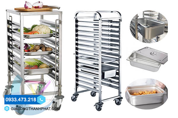 Xe đẩy cơm inox