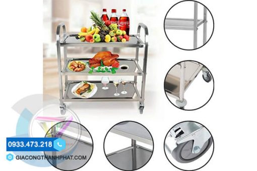 Xe đẩy inox 3 tầng giá bao nhiêu