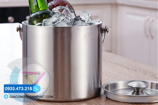 Xô Đựng Đá Inox Trơn, Chịu Nhiệt, 2 Lớp, Dung tích 1 - 3 L