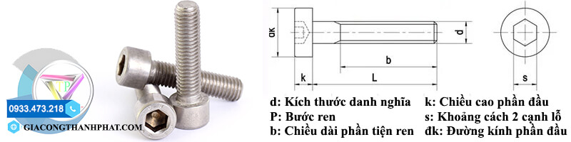 Kích thước bu lông lục giác chìm đầu tr�?(DIN 912)